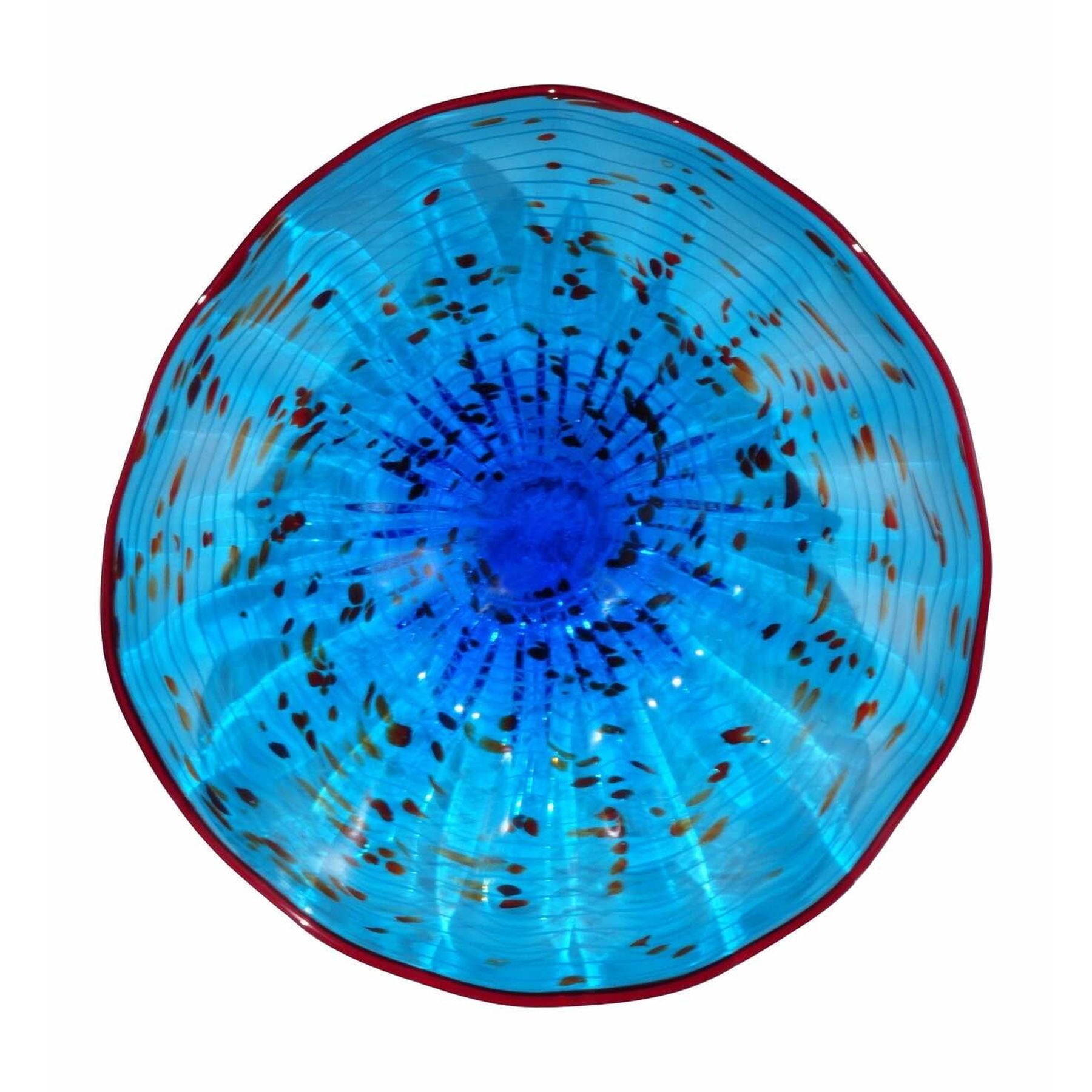 Azure Blue and Red Glass Wall Art Plate
