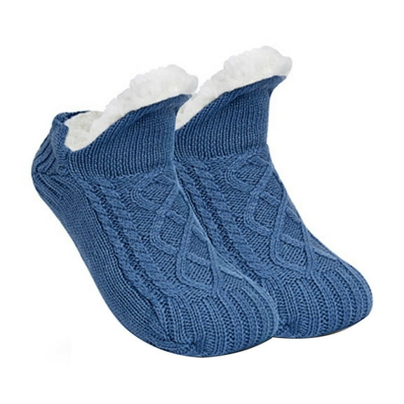 Blue XL Super Soft Warm Cozy Fuzzy Fleece-Lined Gripper Slipper Socks Non-Slip Indoor Outdoor House Socks For Kids And Adults Available In Multiple Sizes With Comfort Fit And Durable Desig