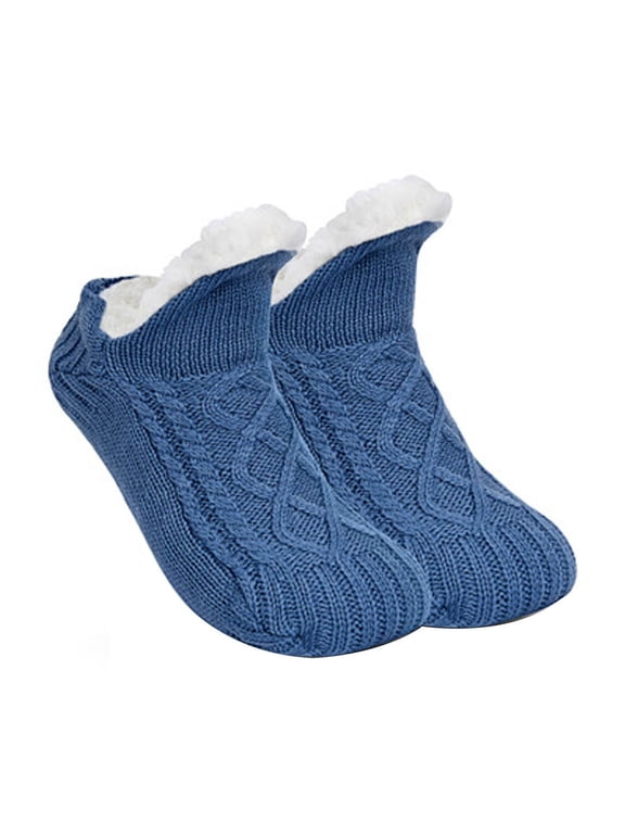 Blue XL Super Soft Warm Cozy Fuzzy Fleece-Lined Gripper Slipper Socks Non-Slip Indoor Outdoor House Socks For Kids And Adults Available In Multiple Sizes With Comfort Fit And Durable Desig