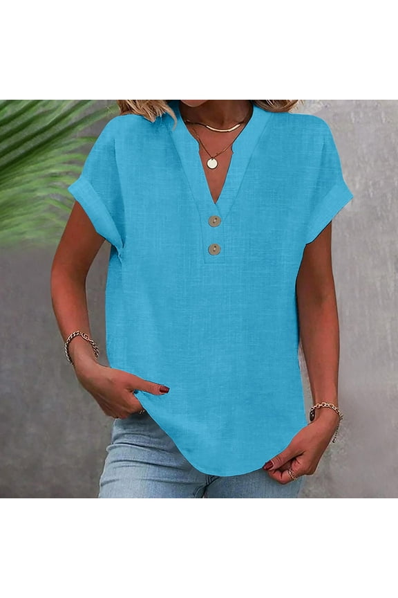 Blue XXXXL WIZUTIZ Corset Tops for Women up to 30% Off Sports Comfy Summer-Beach Plus Size Tshirt Short Sleeve Cotton Soft Ladies Tops Trendy Crew Neck T-shirt Elegant Plus Tshirts Loose Fit Solid Sh