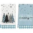 thumbnail image 1 of Blue Xmas Tree Merry Christmas Kitchen Towels Dish Towels, 18x26 Inch Buffalo Plaid Snowflakes Winter Decoration Hand Towels Set of 2, 1 of 6