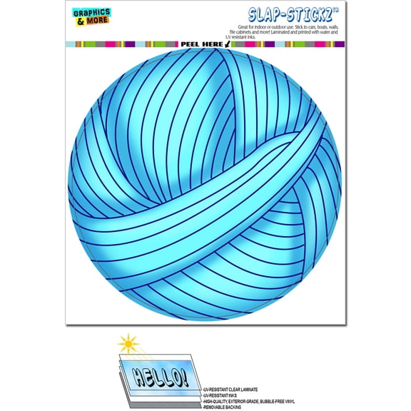 Blue Yarn Ball - Crochet Circle SLAP-STICKZ(TM) Premium Sticker