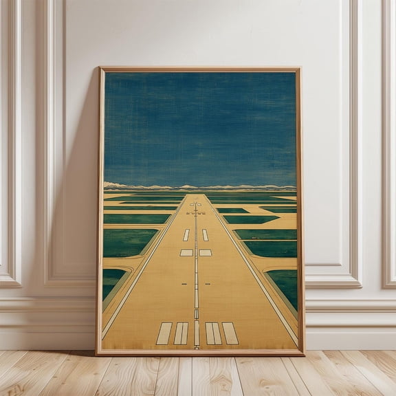 Blue Yellow Abstract Runway Poster, Unframed Paper Poster 8x10in