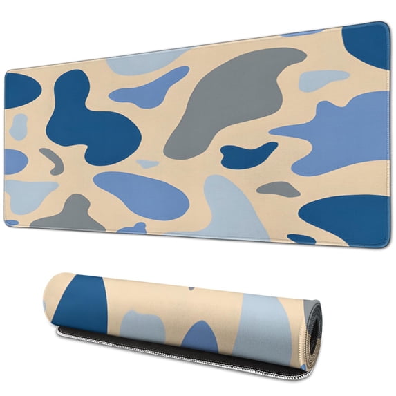 Blue Yellow Background Camouflage pad Mousewaterproofno Slip for Office Home Work Gaminggaming Mouse PadRubber Base Mousepad with Stitched Edges 31.5x11.8inches