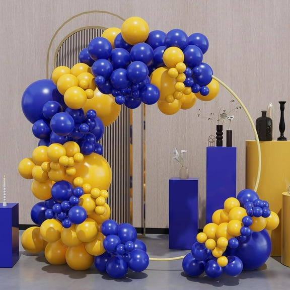 Blue and Yellow Balloon Arch Kit-134pcs Royal Blue and Lemon Yellow Balloons Garland for Boy One Oh Baby Shower Bridal Shower Gender Reveal Graduation Birthday Party Decorations.