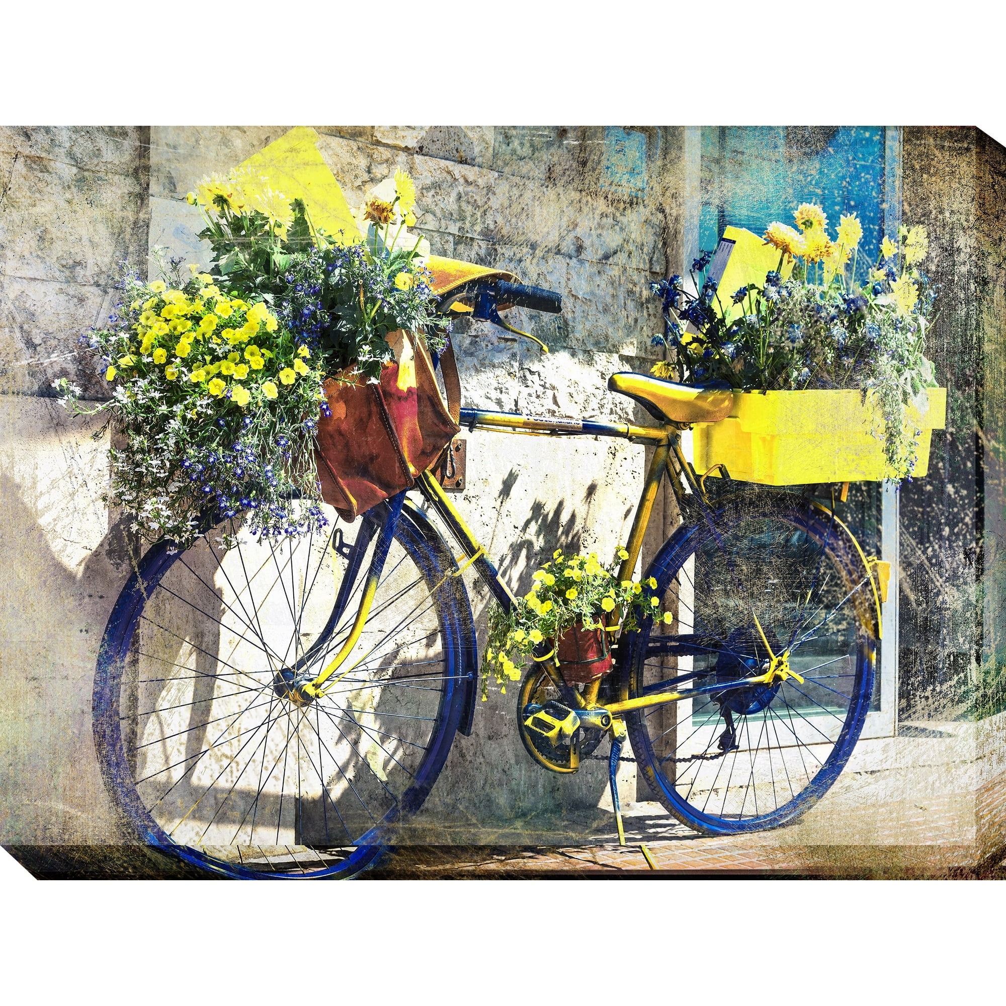 Large Blue and Yellow Abstract Framed Canvas Print