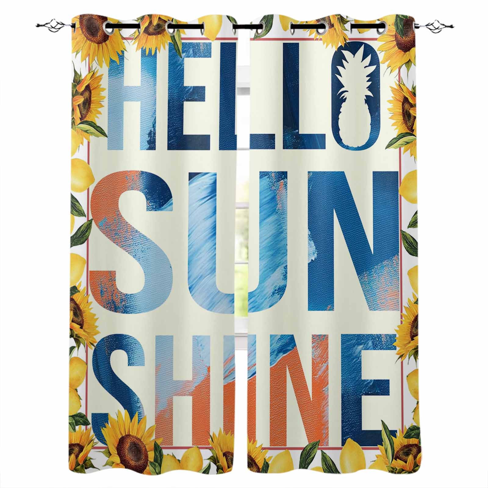 Blue Yellow Blackout Curtains for Bedroom Living Room Darkening ...
