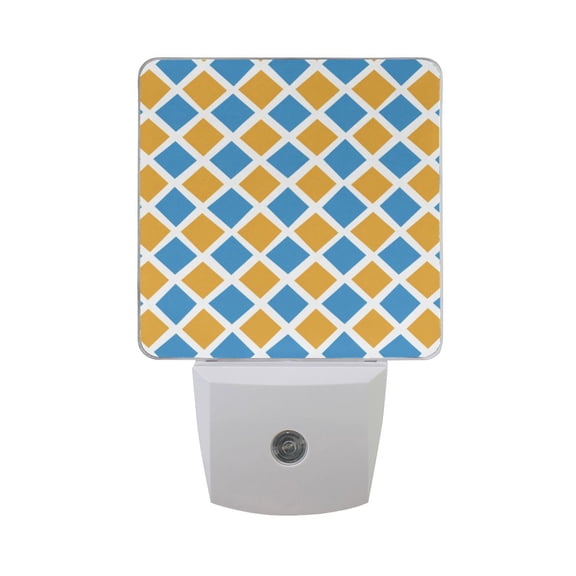 Blue Yellow Block Night Light 2 Pack LED Nightlight Plug into Wall Dusk to Dawn Sensor Soft White