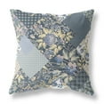 thumbnail image 1 of Blue Yellow Boho Floral Indoor Outdoor Throw Pillow, 1 of 4