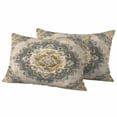 thumbnail image 1 of Blue Yellow Boho Outdoor Waterproof Pillow Covers, Ethnic Vintage Southwestern Geometric Decorative Rectangle Throw Pillowcase Sofa Cushion Sham for Patio/Couch/Chair, 20"x12" 2 Pack, 1 of 8