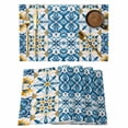 thumbnail image 1 of Blue Yellow Boho Placemats Set of 6, Geometric Floral Traditional Spanish Style Non-Slip Place Mats Washable Table Mats for Kitchen Dining Table Decorations Indoor/Outdoor, 1 of 9
