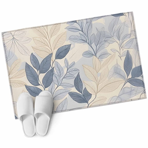 Blue Yellow Botanical 2'x3' Washable Rug, Spring Summer Vintage Non-Slip Soft Doormat Area Rugs for Entrance Bathroom Bedsides, Carpet for Kitchen Bedroom, Entryway Floor Mat