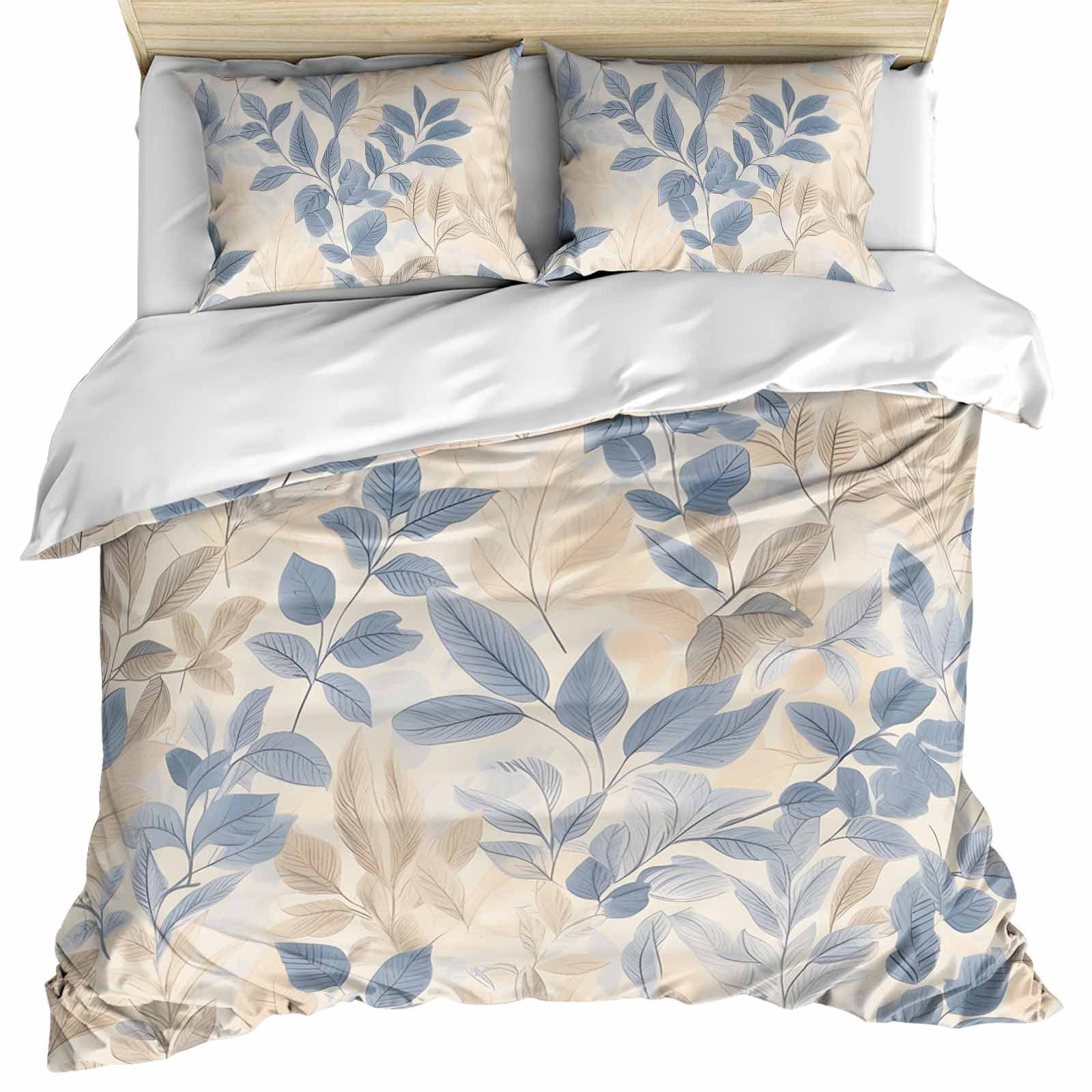 Blue Yellow Botanical Bedding 3 Piece Duvet Cover Set Twin Size, Vintage Spring Summer Soft Microfiber Comforter Cover with Zipper Closure & Pillowcases, Wrinkle & FadeResistant Quilt Cover