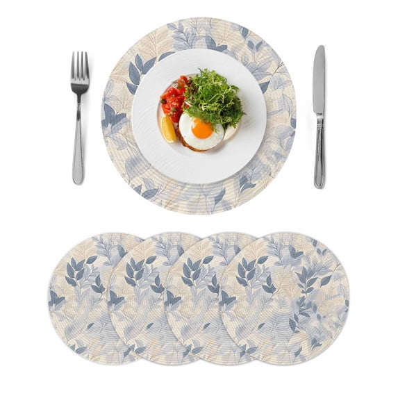 Blue Yellow Botanical Round Placemats Set of 4 for Dinning Tables,Heat ...