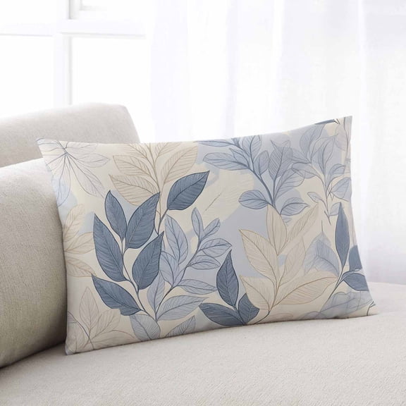 Blue Yellow Botanical Throw Pillow Covers, Spring Summer Vintage Soft Breathable Pillow Cases with Invisible Zipper for Sleeping, Queen Size Pillowcases for Couch Bed Sofa Chair 20x30 Inches