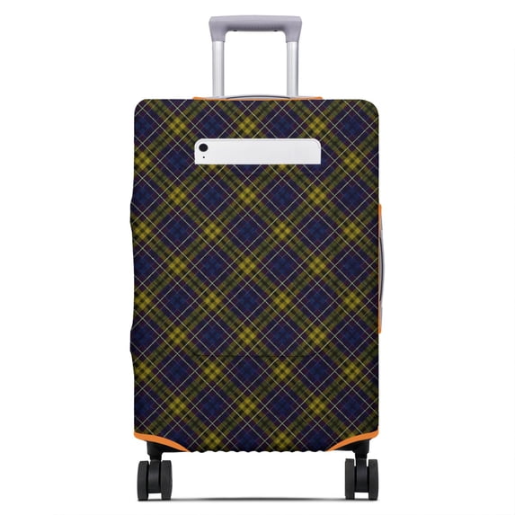 Yellow Shop Front Blue and Yellow Checkered Pattern Luggage Cover,Stretch Travel Baggage ...