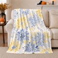 thumbnail image 1 of Blue Yellow Chrysanthemum Floral Autumn Living Room, Cozy Friendship Quote Scene, Warm Flannel Blanket for Living Room and Reading Nook, Art Lovers Thanksgiving Gift, Artistic Home Decor, 1 of 9