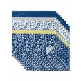 thumbnail image 1 of Blue Yellow Cloth Napkins Set of 8 Reusable Dinner Napkins, Botanical Floral Motifs Wildflower Striped Cocktail Napkin Washable Table Napkins for Wedding/Holiday Party/Baby Shower 20"x20", 1 of 7