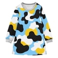 thumbnail image 1 of Blue Yellow Cow Pattern Girls'long-sleeved dress Thickened A-dress Warm Dress Basic Shirt Party Dresses, 1 of 2
