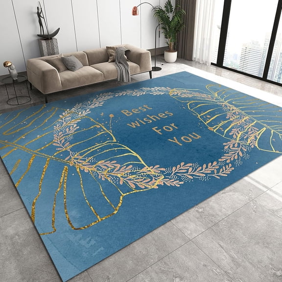 Blue Yellow Creative Texture Kid Area Rugs, Modern Simple Stylish Carpet Outdoor Indoor Washable Rug, Art Floor Mat Indoor Rugs Soft Mats for Bedroom Living Room Nursery Kids Room 2x3ft
