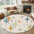 thumbnail image 1 of Blue Yellow Diamond Round Rug 7ft Washable Circle Rugs Non Slip Modern Geometric Middle Century Beige Large Area Rug Indoor Floor Carpet for Bedroom Kitchen Living Room Home Office Dining Room, 1 of 8