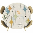 thumbnail image 1 of Blue Yellow Diamond Round Tablecloth, Fitted Table Cover with Elastic for 45"-54" Round Tables, Modern Geometric Middle Century Beige Table Cloth Outdoor Indoor Dinning Party Waterproof Tablecloths, 1 of 7