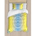 thumbnail image 1 of Blue and Yellow Duvet Cover Set, Ombre Mandala Design Tribal Chinese Esoteric Pattern Mystic Universe Print, Decorative 2 Piece Bedding Set with 1 Pillow Shams, Twin Size, Blue Yellow, by Ambesonne, 1 of 3
