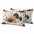 thumbnail image 1 of Blue Yellow Fall Outdoor Waterproof Pillow Covers, Pumpkins Maple Leaf Thanksgiving Decorative Rectangle Throw Pillowcase Sofa Cushion Sham for Patio/Couch/Chair, 20"x12" 2 Pack, 1 of 8