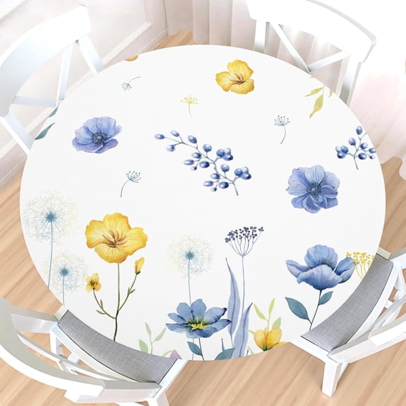 Fabric Easter Tablecloth Newbridge Wildflower Fields Floral Vinyl Flannel Backed Tablecloth, Spring/Summer Floral Tablecloth