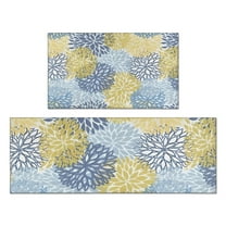 Blue and Yellow Floral Pattern Kitchen Rugs Sets Of 2,Anti Fatigue Kitchen Mat Rugs Non Slip Washable,Decorative Kitchen Floor Mats for Kitchen,Sink,Laundry,17"x30" 17"x47"