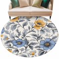 thumbnail image 1 of Blue Yellow Floral Round Area&nbsp;Rug 8ft Vintage Flower Non-Slip&nbsp;Washable Circle Rugs Soft Felt Indoor Floor Mat for Bedroom Kitchen Living Room Bathroom, 1 of 9