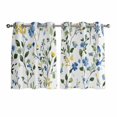 thumbnail image 1 of Blue Yellow Floral Spring Kitchen Curtains Short 54 Inch Length, Summer Botanical Green Pastoral Grommet Top Bedroom Living Room Curtains, Light Filtering Cafe Curtain Drapes 2 Panels Set 84''x54'', 1 of 9