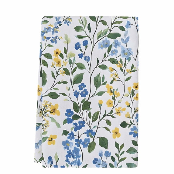 Blue Yellow Floral Spring Kitchen Towels Set of 1,Absorbent Microfiber Dish Tea Towels with Hanging Loop,Green Pastoral Summer Botanical Resuable Hand Towel for Home Kitchen Cooking Cleaning 18"x28"