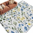 thumbnail image 1 of Blue Yellow Floral Spring Large Area Rugs for Bedroom Living Room, Soft Non Slip Carpet Bedside Rug, Summer Botanical Green Pastoral Rectangular Floor Cover Kitchen Accent Rug 8'x10' for Office, 1 of 9