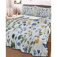 thumbnail image 1 of Blue Yellow Floral Spring Twin Size Down Alternative Comforter,Lightweight Comforter Quilt Bedding Set with Pillow Shams Summer Pastoral Botanical Green All Seasons Bed Comforter Duvet Insert 68"x86", 1 of 7