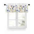 thumbnail image 1 of Blue Yellow Floral Valances for Windows Butterfly Flower Paddy Vintage Valance Rod Pocket Light Filtering Short Window Treatments Curtains for Kitchen Bathroom Living Room Bedroom, 42 x 12 Inch, 1 of 7