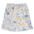thumbnail image 1 of Blue Yellow Flower Pattern Athletic Shorts Breathable with Comfort Fit Drawstring Casual Sweatshorts Medium, 1 of 9