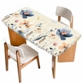 thumbnail image 1 of Blue Yellow Flowers Table Cloths for 4 Foot Rectangle Tables, Spring Summer Garden Wildflowers Retro Patio Waterproof Elastic Fitted Tablecloths, Washable Rectangular Table Cover for Camping, 1 of 8