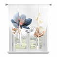 thumbnail image 1 of Blue Yellow Flowers Tie Up Curtains 45 Inches Long, Kitchen Window Curtains Over Sink, Spring Summer Garden Wildflowers Small Window Curtains Shade Balloon Curtains Valances for Bedroom/Cafe 34"x45", 1 of 8