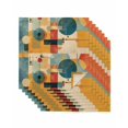 Blue Yellow Geometric Dinner Napkins Cloth Set of 8, Polyester Napkins