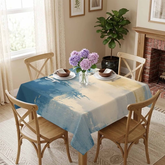 Blue Yellow Giraffe Square Tablecloth 54x54 Inch Modern Art Waterproof Polyester Tablecloth for Dining Table, Washable Table Cover for Kitchen Dining Room Wedding Decoration,Stain Resistant