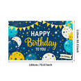 thumbnail image 1 of Blue and Yellow Happy Birthday Banner with Balloons Star Elements and Bunting Party Supplies Photography Props Backdrop Decors for Birthday Party Celebration Photo Booth Setup Home Decorations, 1 of 7