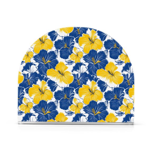 Blue Yellow Hibiscus Pattern Napkin Holder Acrylic Napkin Dispenser Clear Modern Tabletop for Kitchen Counter