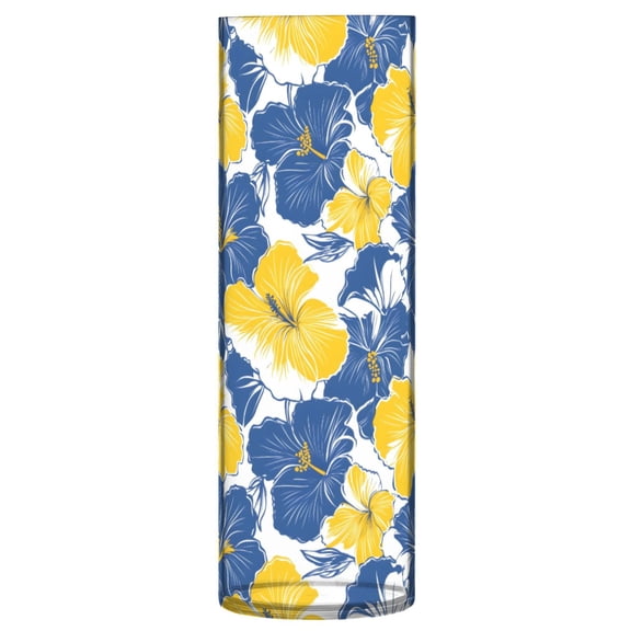 Blue Yellow Hibiscus Pattern Vase Flower Vase Clear Unbreakable Plastic Tall Decorative 11.8in