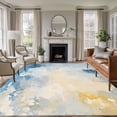 thumbnail image 1 of Blue Yellow Large Area Rug 8x10 FT, Non Slip Living Room Throw Carpet, Modern Vintage Oil Painting Abstract Washable Soft Indoor Outdoor Carpet Non-Shedding Rug for Bedroom Dining Room, 1 of 9