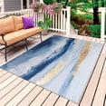 thumbnail image 1 of Blue Yellow Oil Painting Outdoor Rug for Patio/Deck/Porch, Non-Slip Large Area Rug 5 x 8 Ft, Modern Ombre Abstract Indoor Outdoor Rugs Washable Area Rugs, Reversible Camping Rug Carpet Runner, 1 of 8