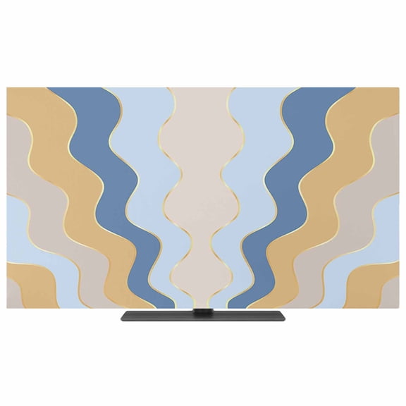 Blue Yellow Ombre TV Dust Cover,Stretchable TV Screen Desktop Computer Protector Cover,Modern Geometric Moire Abstract Art Television Dustproof Slipcover for 19–24 Inch Flat or Curved TVs