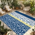 thumbnail image 1 of Blue Yellow Outdoor Rug 5x8 Ft - Reversible Patio Rug Outdoor Camping Rugs, Botanical Floral Motifs Wildflower Striped Washable Indoor Outdoor Area Rugs, Non-Slip Outdoor Carpet Runner for Deck/Porch, 1 of 8