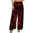 thumbnail image 1 of Blue Yellow Paint Splatter Straight Pants Colorful Print Sexy Wide Pants Woman Big Size Streetwear Print Trousers, 1 of 2