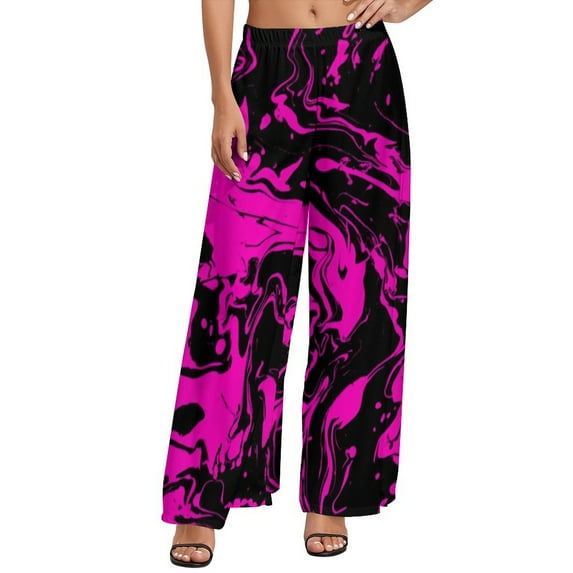 Blue Yellow Paint Splatter Straight Pants Colorful Print Sexy Wide Pants Woman Big Size Streetwear Print Trousers